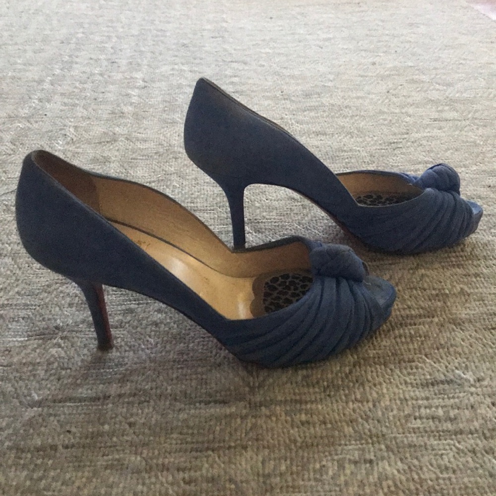 Christian Louboutin blue suede heels 36.5 EU